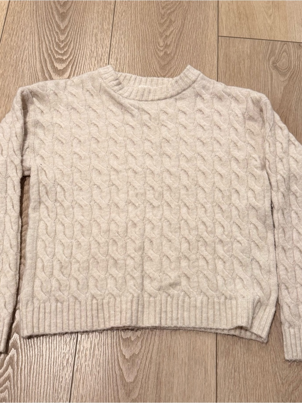 H&M Cream Cable-Knit Crewneck Sweater